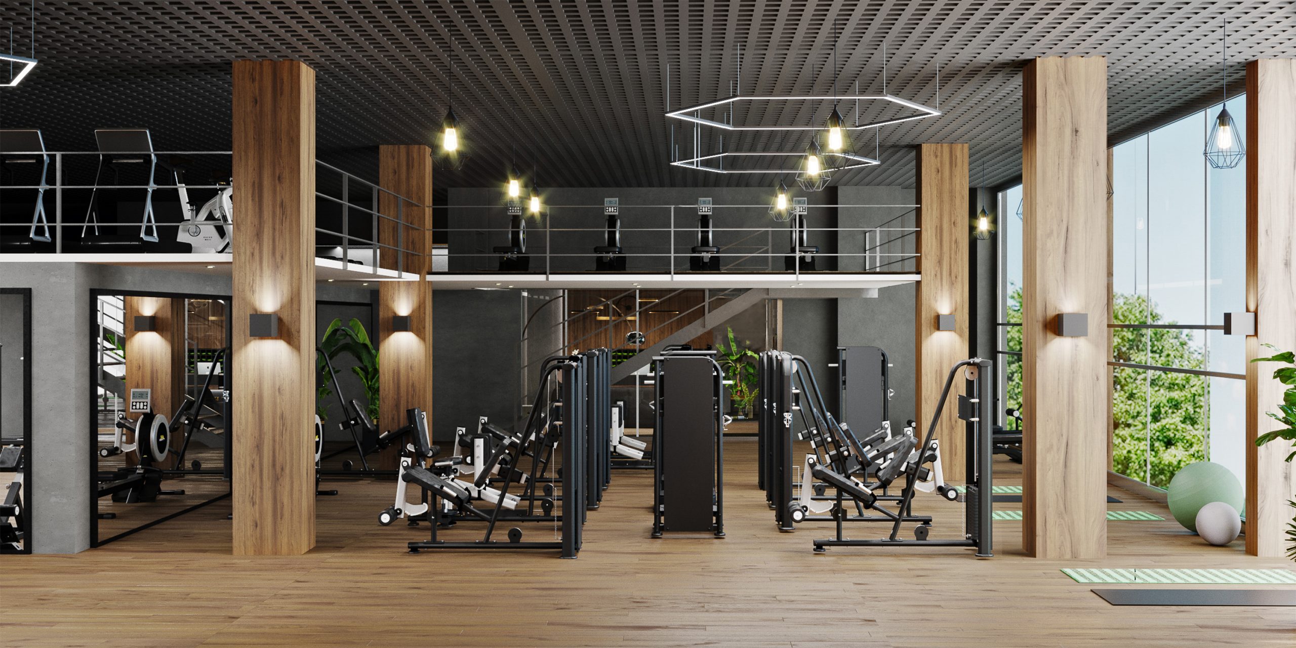 Modern,Gym,Interior,With,Sport,And,Fitness,Equipment,And,Panoramic